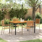 Ensemble de salle à manger jardin 5 pièces vidaXL Beige Poly Rattan Acacia