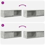 vidaXL Meubles TV 2 Pièces gris béton 80x31x25 5 cm bois d'ingénierie