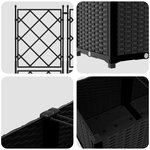 vidaXL Pot de jardin avec treillis 3 Pièces Noir 120x40x143 cm