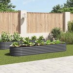 vidaXL Lit surélevé de jardin 320x80x44 cm Acier galvanisé Gris