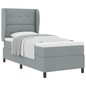 vidaXL Lit à ressorts avec matelas Gris clair 90 x 190 cm tissu