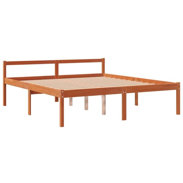 vidaXL Lit pour personne âgée cire marron 150x200cm bois de pin massif