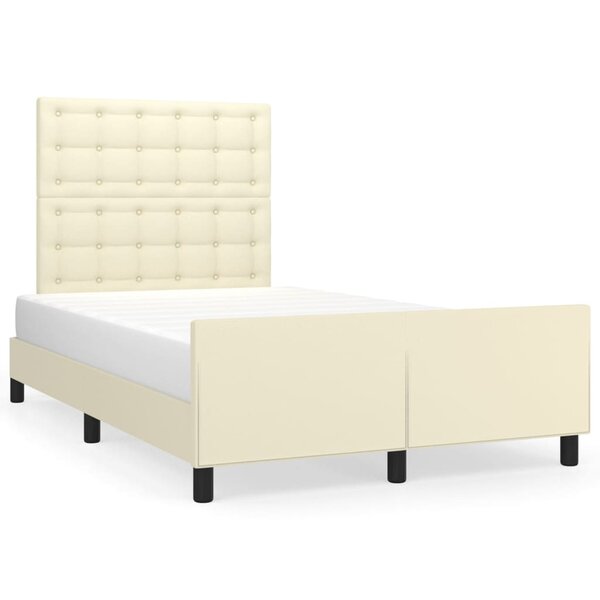 vidaXL Cadre de lit avec tête de lit Crème 120x200 cm Similicuir