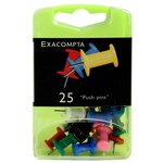 Boîte De 25 Épingles Push Pins - Hauteur De Pointe 7mm - 10mm De Diamètre - Couleurs Assorties - Exacompta