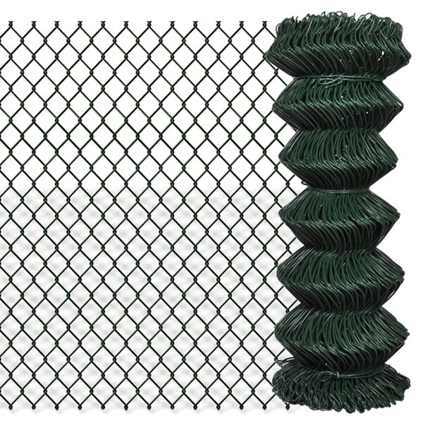 vidaXL Clôture à mailles losangées Acier 1x15 m Vert