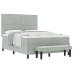 vidaXL Lit avec sommier avec matelas & banc Gris clair 160x200 cm Velours