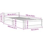vidaXL Cadre de lit sans matelas marron miel bois massif 90x190 cm