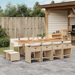 vidaXL Ensemble à manger de jardin et coussins 13 Pièces beige