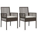 Chaises de jardin vidaXL 2 Pièces avec coussins marron en poly rotin