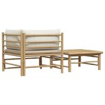 vidaXL Salon de jardin 2 Pièces avec coussins blanc crème Bambou