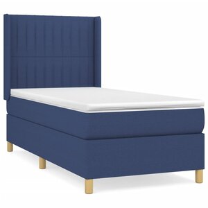 vidaXL Sommier à lattes de lit avec matelas Bleu 100x200 cm Tissu