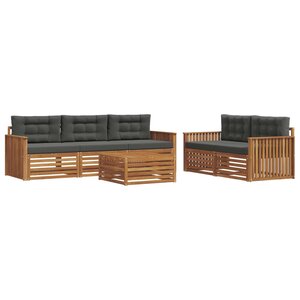 vidaXL Ensemble de canapés d'extérieur 6 Pièces Naturel et Anthracite