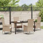 vidaXL Ensemble de salle à manger pour jardin 5 Pièces Beige polyrotin