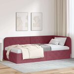 vidaXL Cadre de lit d'angle Bordeaux 90 x 190 cm tissu