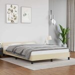vidaXL Cadre de lit avec tête de lit sans matelas crème 140x200 cm