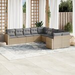 vidaXL Salon de jardin avec coussins 10 Pièces beige résine tressée