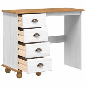 vidaXL Bureau ASKIM Blanc 95 x 40 x 75 cm Bois massif en pin