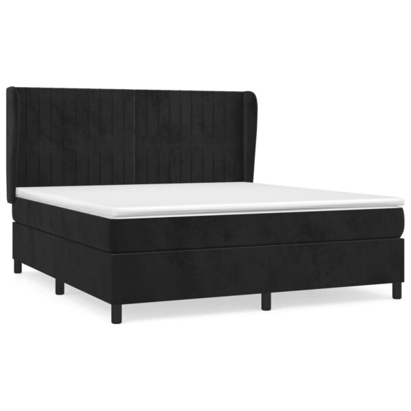 vidaXL Sommier à lattes de lit avec matelas Noir 180x200 cm Velours