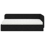 vidaXL Cadre de lit d'angle avec matelas Noir 90 x 200 cm tissu