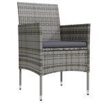 vidaXL Ensemble à manger de jardin et coussins 3 Pièces Gris et noir