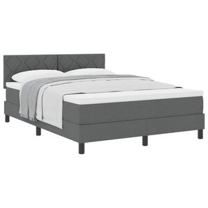 vidaXL Lit à ressorts avec tête de lit Gris foncé 160 x 200 cm tissu