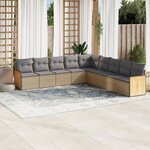 vidaXL Salon de jardin avec coussins 9 Pièces beige résine tressée
