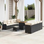 vidaXL Ensemble de canapé de jardin 11 Pièces Noir Poly rotin