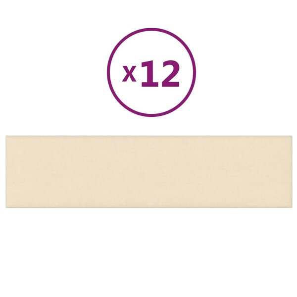 vidaXL Panneaux muraux 12 Pièces Crème 60x15 cm Tissu 1 08 m²