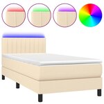 vidaXL Sommier à lattes de lit avec matelas LED Crème 90x190 cm Tissu