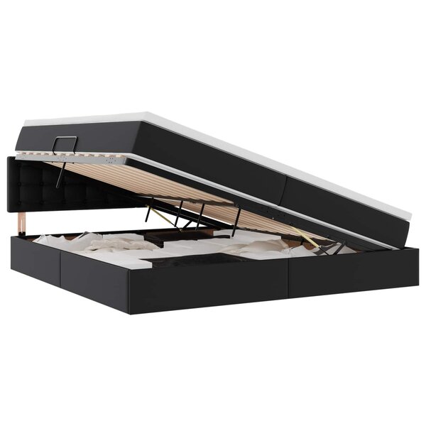 vidaXL Lit avec rangement et matelas Noir 200 x 200 cm Simili cuir