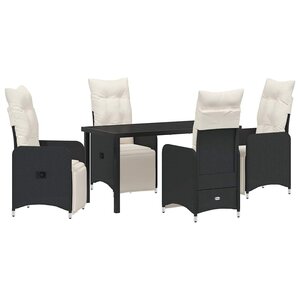 vidaXL Ensemble de salle à manger pour jardin 5 Pièces Noir Poly rotin