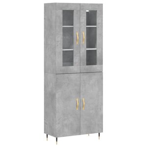 vidaXL Buffet haut Gris béton 69 5x34x180 cm Bois d'ingénierie