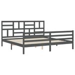 vidaXL Cadre de lit avec tête de lit gris 200x200 cm bois massif