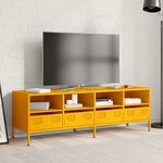 vidaXL Meuble TV jaune moutarde 135x39x43 5 cm acier laminé à froid