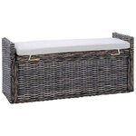 vidaXL Banc de rangement Noir Blanchi 110 x 40 x 50 cm Rotin