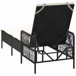 vidaXL Chaise longue avec coussin Noir 157 x 55 x 92cm polyrotin