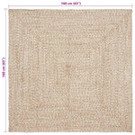 vidaXL Tapis Naturel et blanc 160 x 160 cm Jute