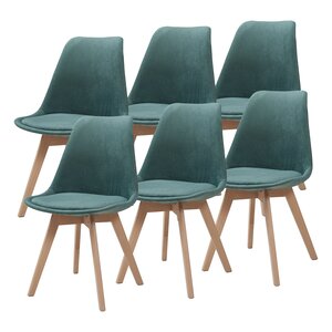 Lot de 6 chaises de salle à manger velours côtelé vert foncé 03_0009896