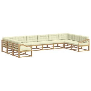 vidaXL Ensemble de canapés d'extérieur 10 pc Blanc et crème