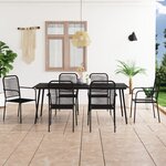 vidaXL Ensemble à manger de jardin 7 Pièces Corde en coton et acier Noir