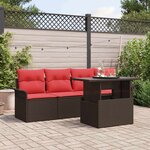 vidaXL Ensemble de canapé de jardin 5 Pièces Marron Poly rotin