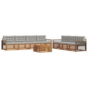 vidaXL Ensemble de canapés d'extérieur 8 pc Gris Naturel et Clair