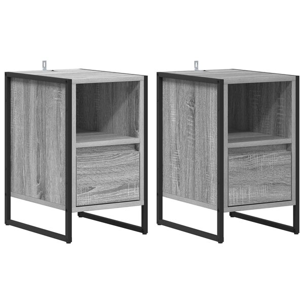 vidaXL Table de chevet avec tiroir 2 Pièces Gris Sonoma 39 5 x 30 x 50 cm