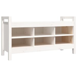 Banc banquette d'entrée meuble chaussure 110 x 40 x 60 cm bois de pin massif blanc 02_0010943
