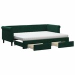 vidaXL Lit de jour avec gigogne et tiroirs vert foncé 80x200cm velours