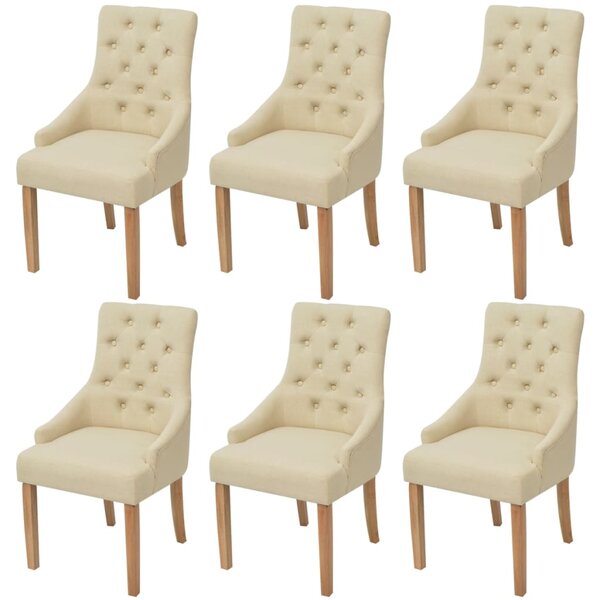 vidaXL Chaises à manger lot de 6 crème tissu