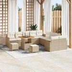 vidaXL Ensemble de canapé de jardin 13 Pièces Beige Poly rotin
