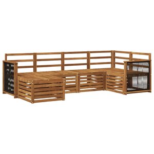 vidaXL Ensemble de canapé d'angle 5 Pièces Naturel Bois d'Acacia Massif