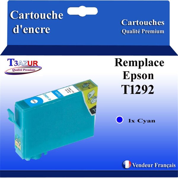 T3AZUR- Cartouche Compatible avec Epson T1292 remplace Epson Stylus Office BX525WD BX535WD BX620FWD BX625FWD BX625FWD Cyan