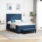 vidaXL Lit à ressorts avec matelas Bleu 140 x 190 cm tissu